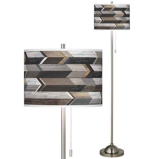 Woodwork Arrows Brushed Nickel Pull Chain Floor Lamp