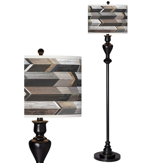 Woodwork Arrows Giclee Glow Black Bronze Floor Lamp