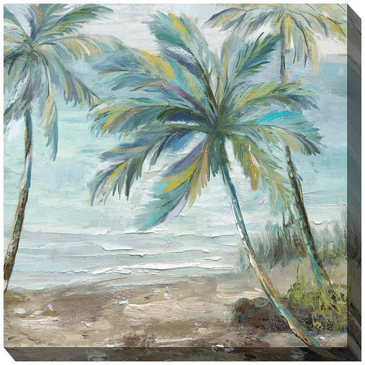 Coastal Palm 2 24" Square Outdoor Canvas Wall Art