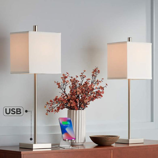 Franco Modern Stick USB Table Lamps Set of 2