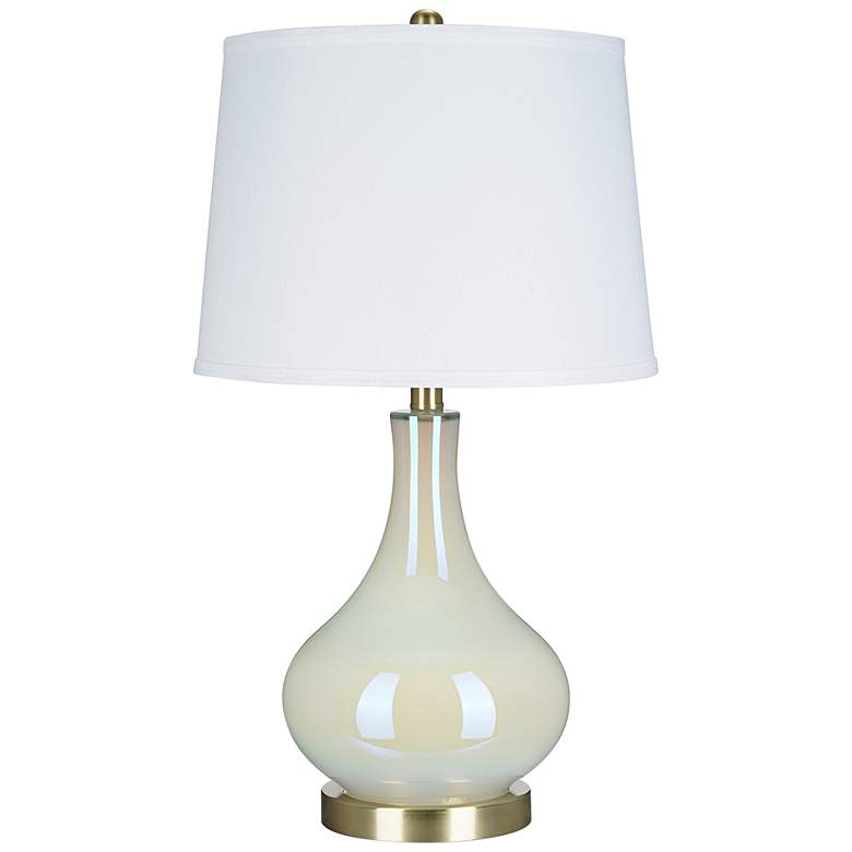 White Iridescent Glass Gourd LED Table Lamp