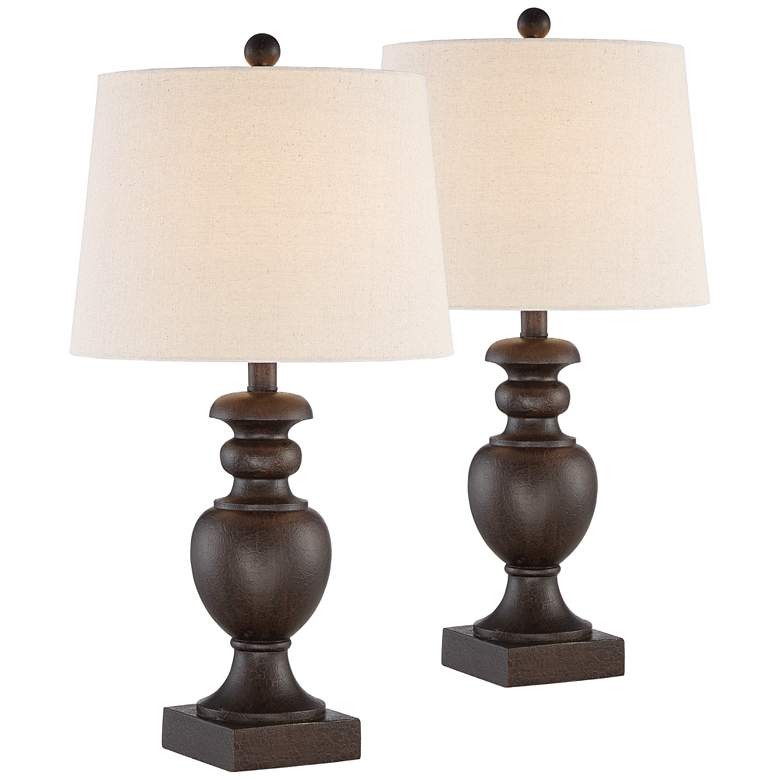 Abel Bronze Pedestal Table Lamps Set of 2