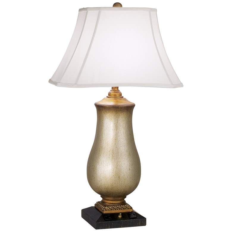 Barrett Tarnished Silver Urn Table Lamp with Convenience Outlets ...