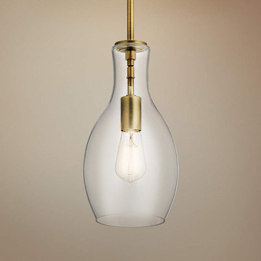 Kichler Everly 7" Wide Natural Brass Mini Pendant Light