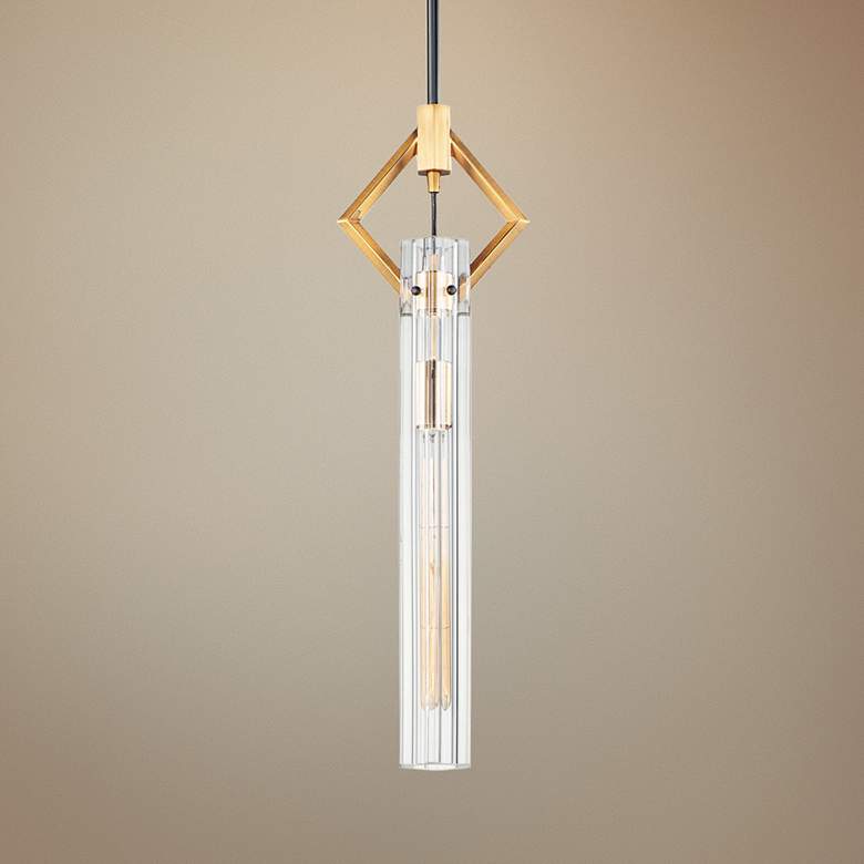 Flambeau 3" Wide Black and Antique Brass Mini Pendant Light