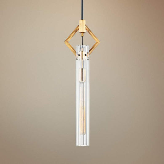 Flambeau 3" Wide Black and Antique Brass Mini Pendant Light