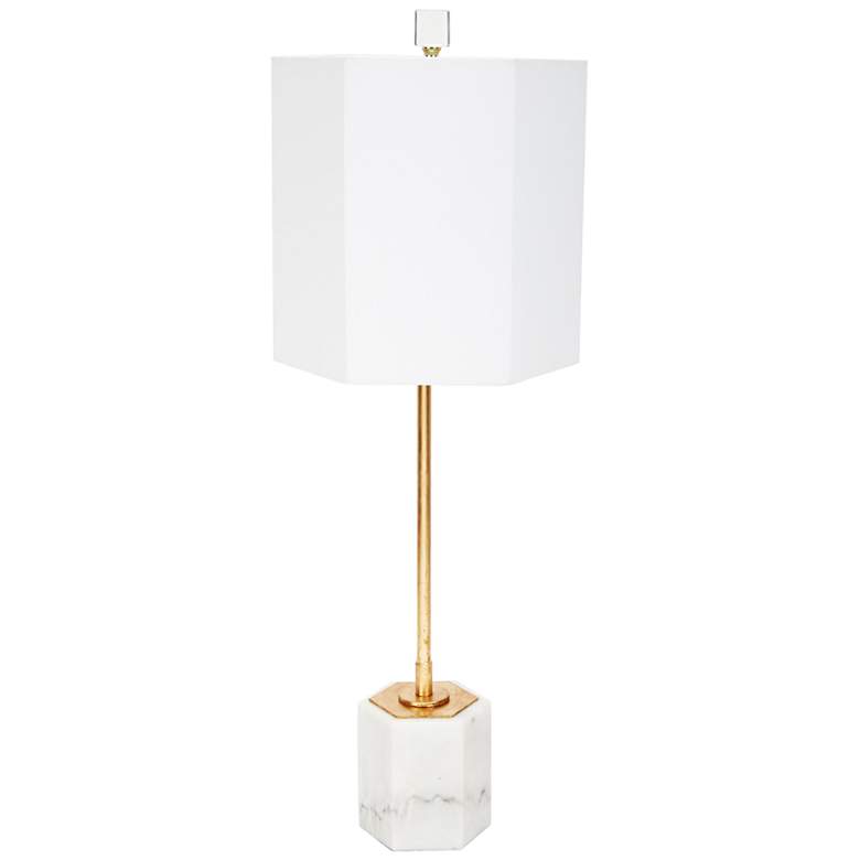 Scout Gold Metal and Hexagon White Marble Buffet Table Lamp