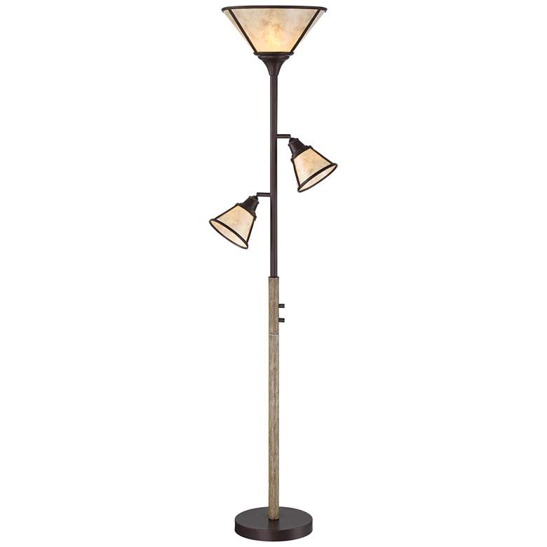 Plymouth Bronze Mica Shade Torchiere Floor Lamp