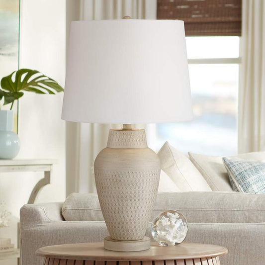 Rupert Beige Hammered Metal Vase Table Lamp