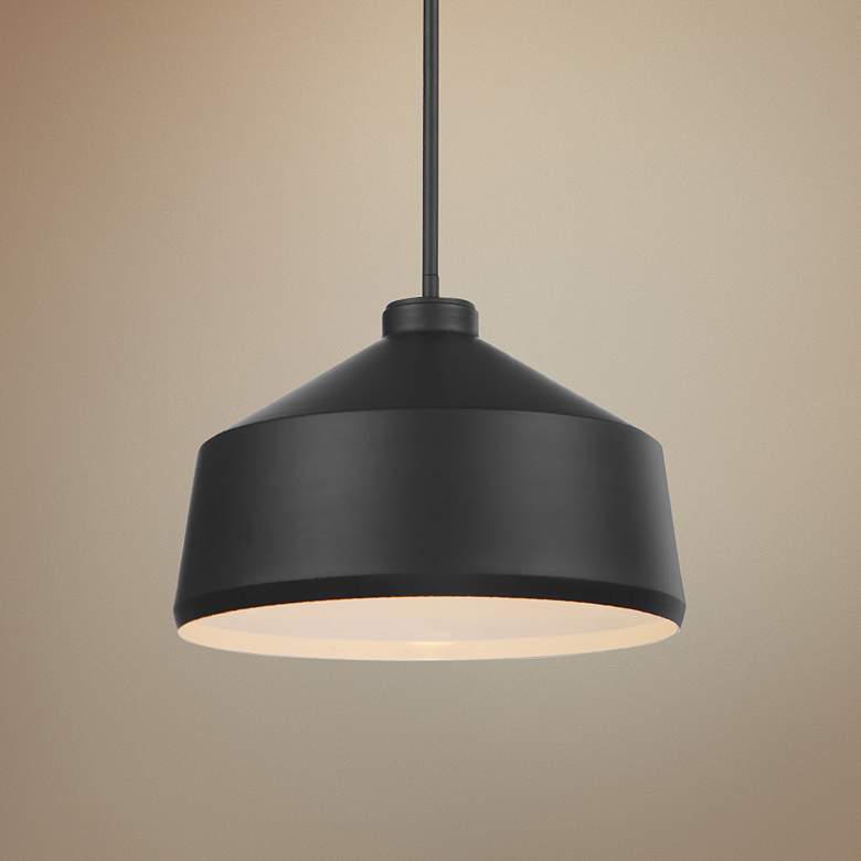 Holgate 14" Wide Deep Matte Black Dome Metal Pendant Light