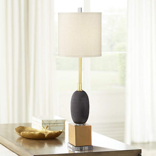Hilo Volcano Black Oval Table Lamp