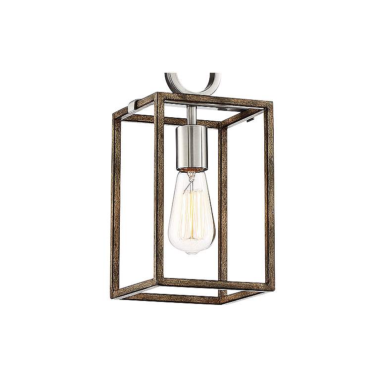 Country Estates 6 1/2"W Wood and Brushed Nickel Mini Pendant