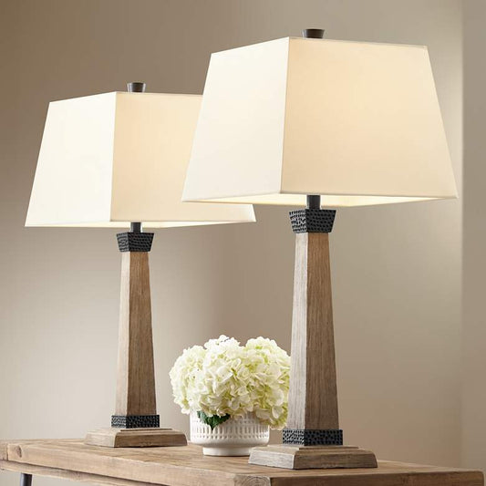 Buchan Wood Pedestal Table Lamps Set of 2