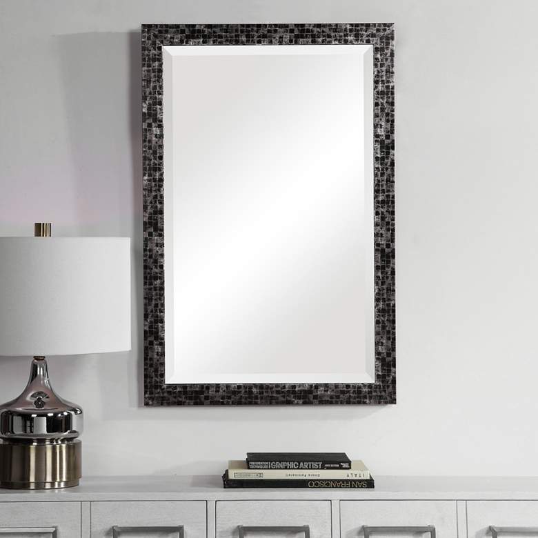 Graphique Black w/ Gray 23 3/4" x 35 3/4" Vanity Wall Mirror