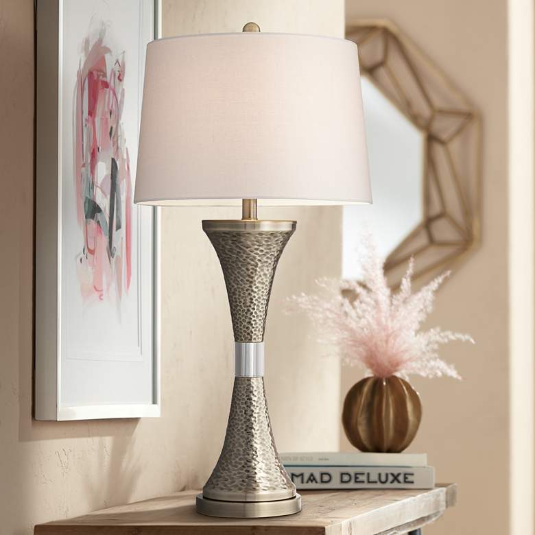 Farley Hammered Metal Concave Column Table Lamp