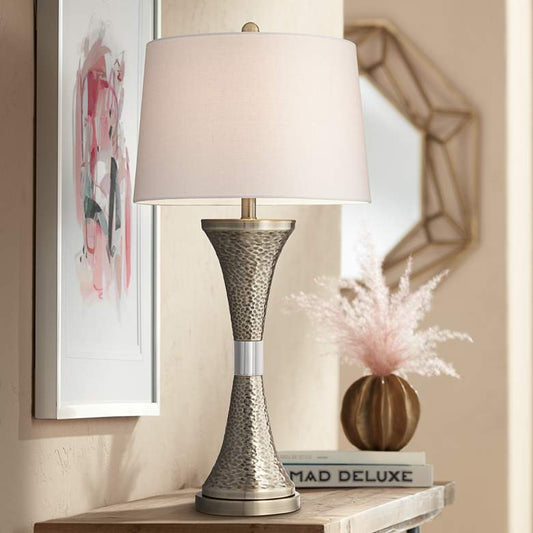 Farley Hammered Metal Concave Column Table Lamp