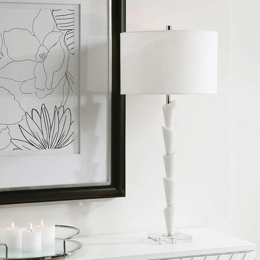 Ibiza White and Light Gray Stacked Table Lamp
