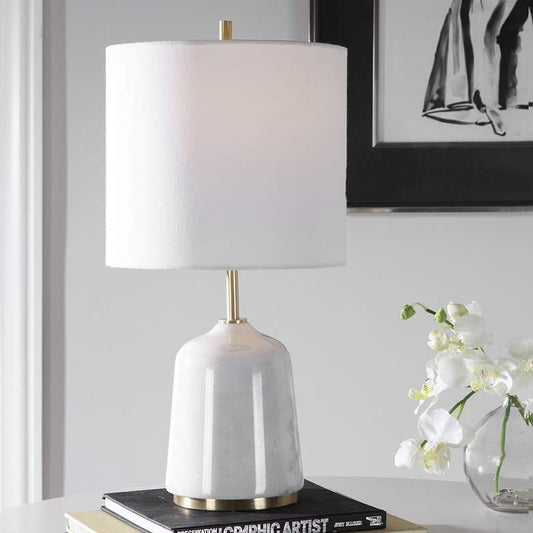 Eloise White and Gray Marble Accent Table Lamp