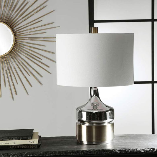 Como Chrome and Antique Brass Modern Accent Table Lamp