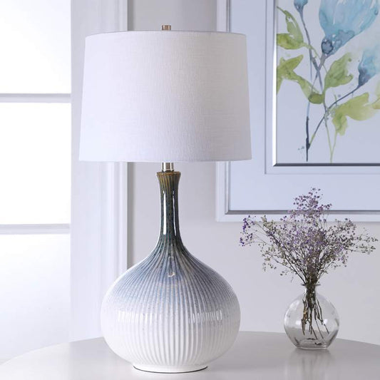 Eichler Cream Blue and Brown Ceramic Table Lamp