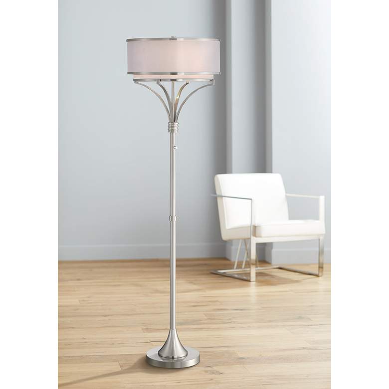 Possini Euro Candice Brushed Nickel Dual Shade Floor Lamp