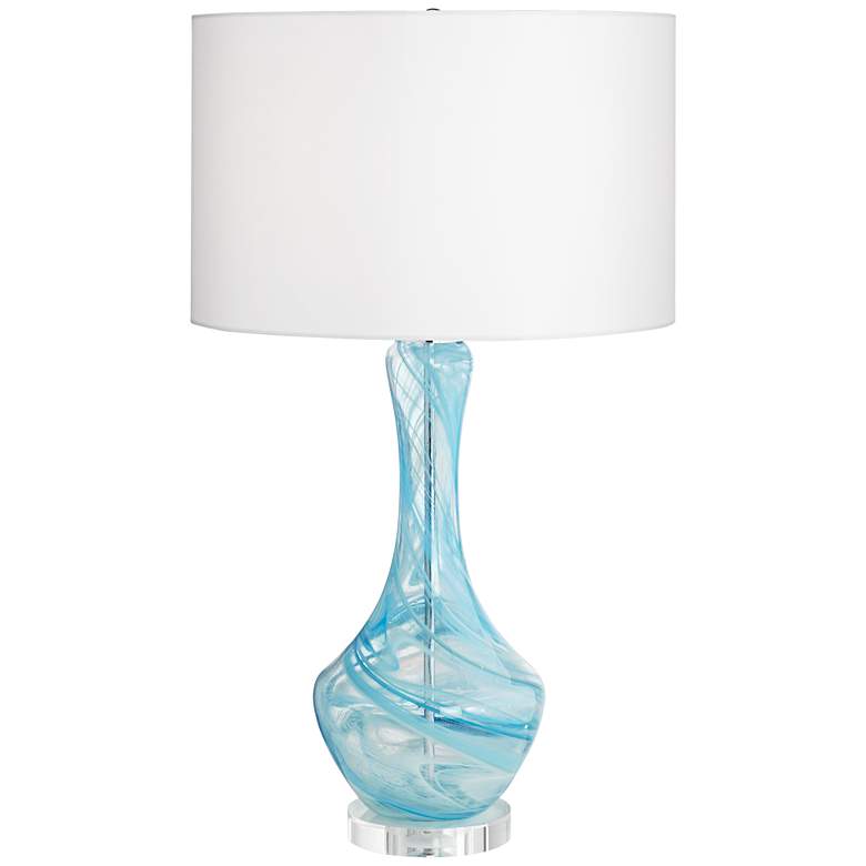 Euro Codie Blue Art Glass Gourd Table Lamp