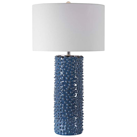 Ciji Deep Indigo Column Ceramic Table Lamp