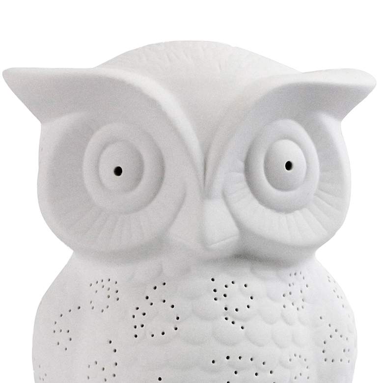 Simple Designs 9 3/4" High White Porcelain Wise Owl Accent Table Lamp