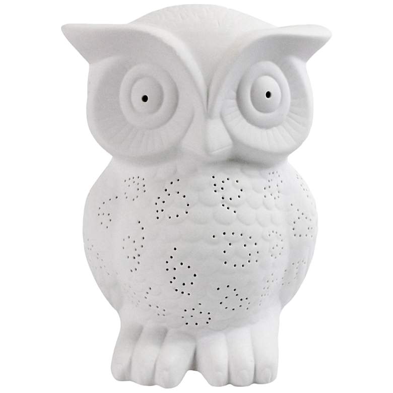 Simple Designs 9 3/4" High White Porcelain Wise Owl Accent Table Lamp