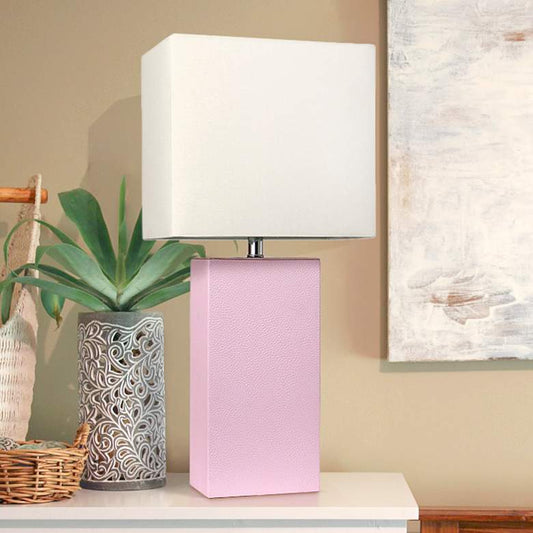 Elegant Designs Blush Pink Leather Table Lamp