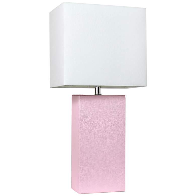 Elegant Designs Blush Pink Leather Table Lamp