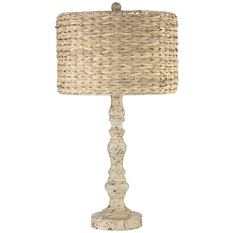 Jackson Distressed Antique Rattan Shade Candlestick Table Lamp
