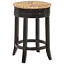 Irving 24" Espresso Wood and Rush Swivel Counter Stool