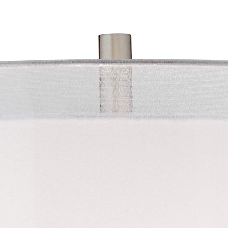 Possini Euro Roxie Brushed Nickel Floor Lamp with Double Drum Shade