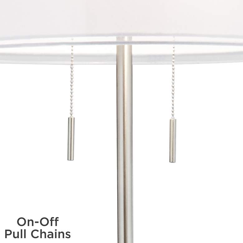 Possini Euro Roxie Brushed Nickel Floor Lamp with Double Drum Shade