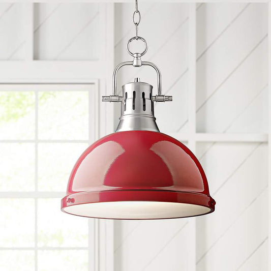 Duncan Pewter 14" Wide Contemporary Red Pendant Light