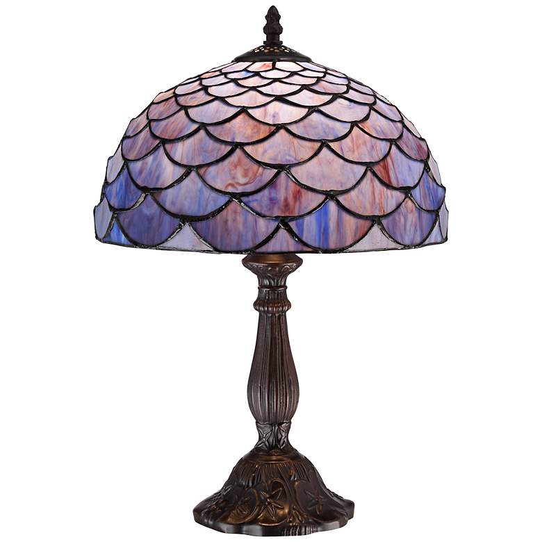 Blue Shell Tiffany Style High Accent Table Lamp