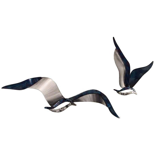 Seagulls 2-Piece 24" High Metal Wall Art