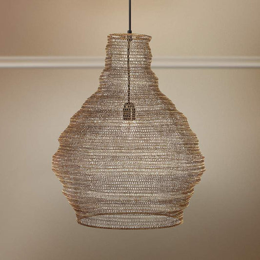 Gere 16" Wide Gold Mesh Metal Pendant Light