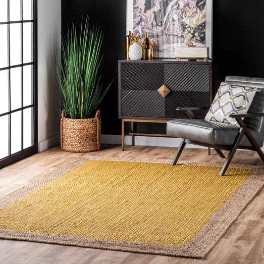 Hand Woven Jute Area Rug yellow