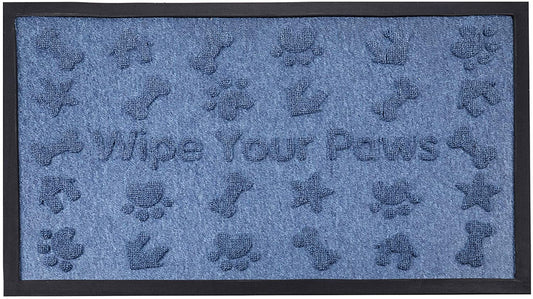 Rubber Doormat/Entrance Mat - 29.5 x 18 Inches - Heavy Duty & Easy Clean Floor Mat with Non Slip Backing for Indoor/Outdoor Entryway (Blue)