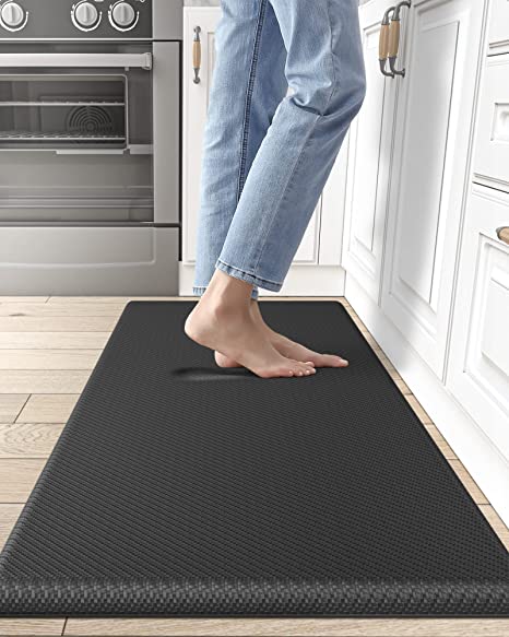 DEXI Anti Fatigue Kitchen Mat, 3/4 Inch Thick, Stain Resistant, Padded Cushioned Memory Foam Floor Comfort Mat for Home, Garage and Office Standing Desk, 39"x20", Black