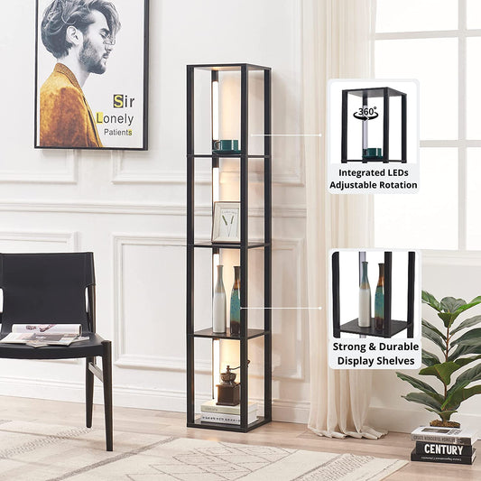 FENLO Fancy Display Shelves with LED Floor Lamp