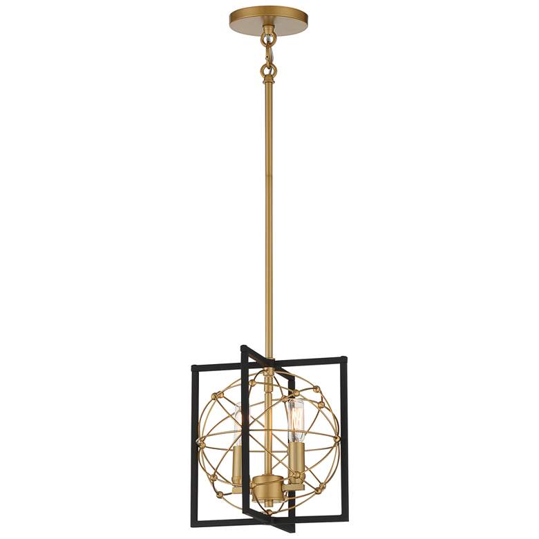Titans Trace 10"W Sand Coal And Honey Gold 2-Light Mini Pendant