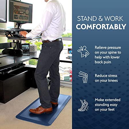 Sky Solutions Anti Fatigue Mat - 3/4" Cushioned Kitchen Rug and Standing Desk Mat & Garage - Non Slip, Waterproof and Stain Resistant (20" x 39", Black)