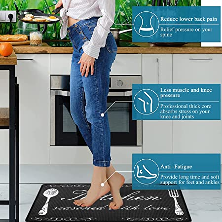 Kitchen Mats Set of 2 - Non Skid Washable