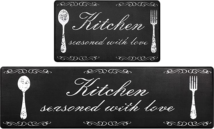 Kitchen Mats Set of 2 - Non Skid Washable