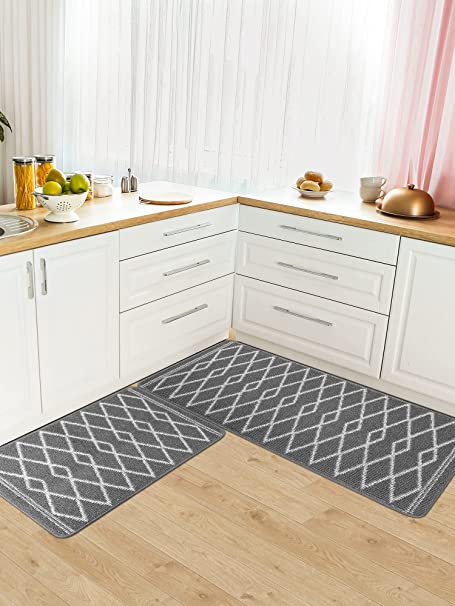 ZKZNsmart Kitchen Mats Set of 2 Non-Slip Washable Kitchen Floor Rugs with  Rubber Backing Holiday Party-Profile Doormat for Home Kitchen