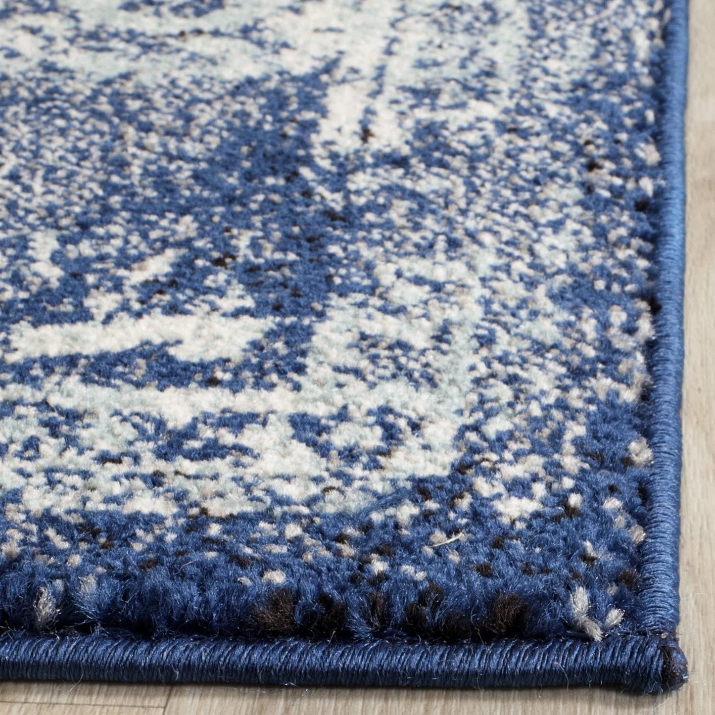 Vintage Distressed Navy and Ivory Area Rug