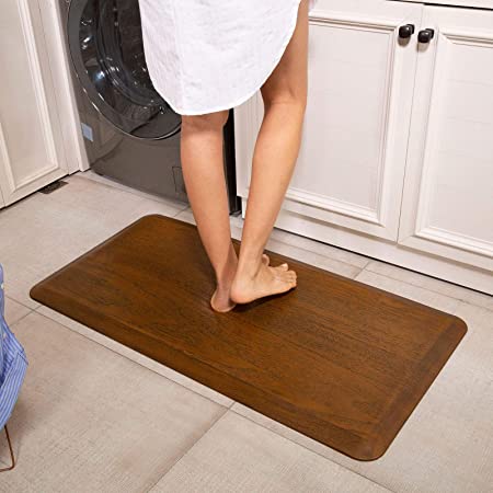 3/4'' Extra Support Anti Fatigue Comfort Mat for Standing Desks, Waterproof Kitchen Floor Mat, Non-Slip Standing Kitchen Mat for Offices, Home, Garages (Walnut Wood Grain, 20''x39'')